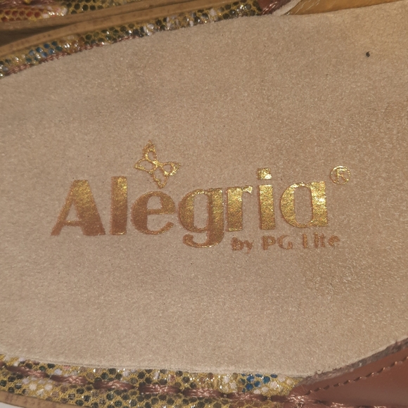 ALEGRIA Enmeshed Slide Sandals Floral Gold Peach Sage Green Tan EU 39 US 9 - Picture 6 of 11